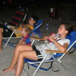 Tori (9) & Jonah (12) watching the fireworks in our Adult Beach Chairs.